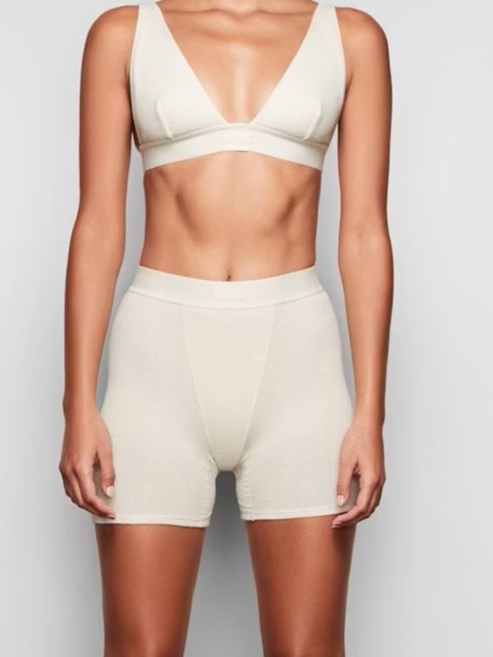 🤍 Skims Cotton Rib Boxer | Bone | S | NWT
